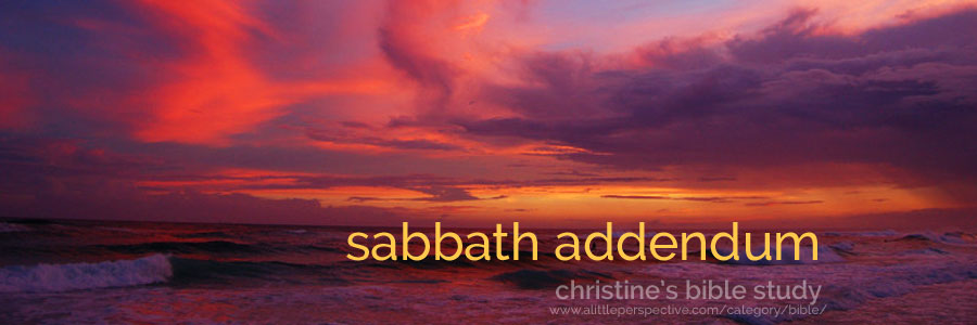 sabbath addendum | christine's bible study at a little perspective