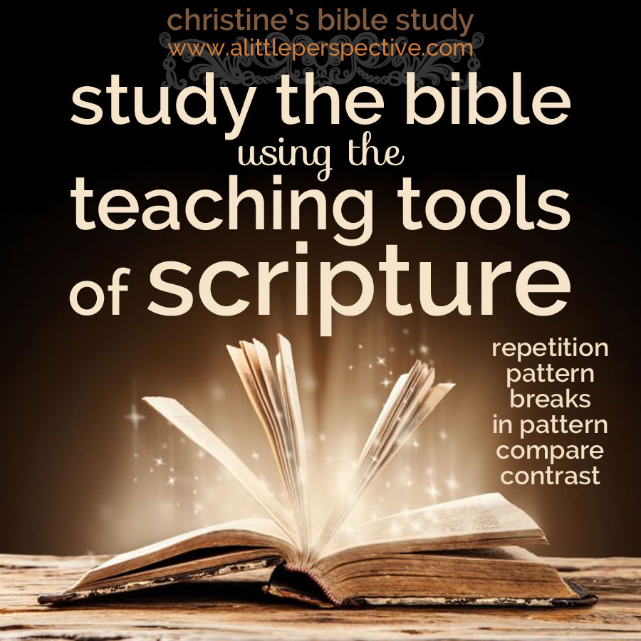 study the bible using the teaching tools of scripture (repetition, pattern, breaks in pattern, compare, contrast) | christine's bible study at alittleperspective.com