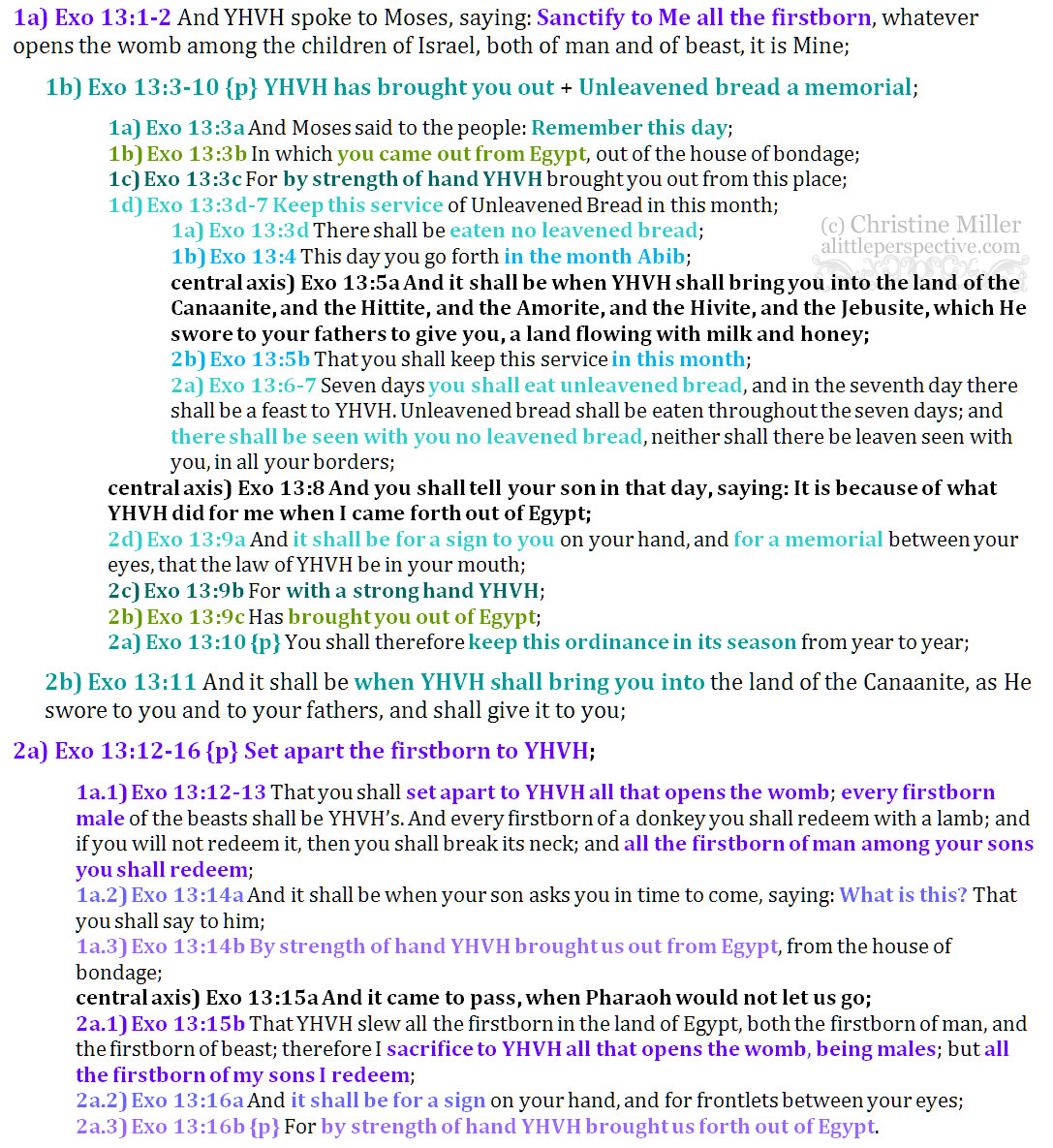 Exo 13:1-16 reverse parallelism | christine's bible study at alittleperspective.com