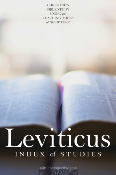 Leviticus Index of Studies | Christine's Bible Study @ alittleperspective.com