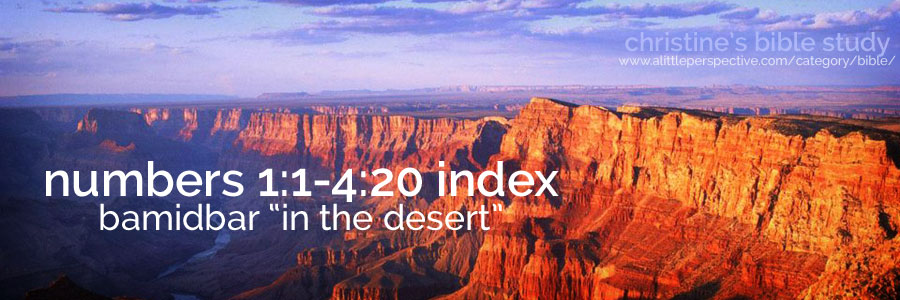 numbers 1:1-4:20, bamidbar “in the desert” index