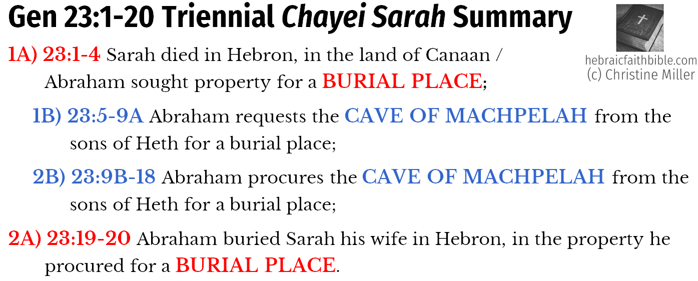 Gen 23:1-20 Triennial Chayei Sarah Summary | hebraicfaithbible.com