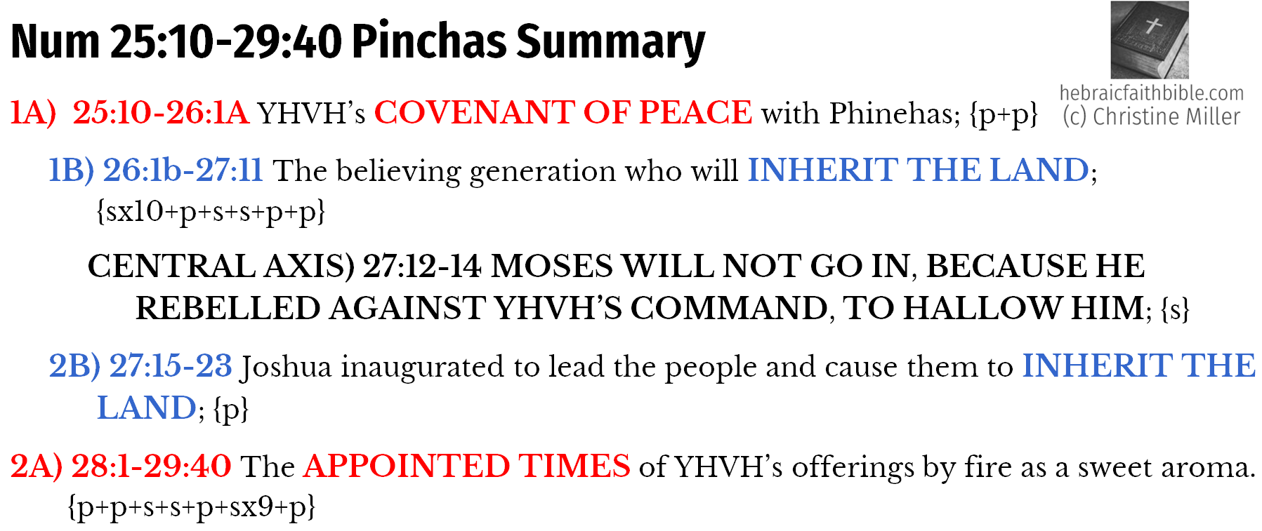 Num 25:10-29:40 Pinchas Chiasm Summary | hebraicfaithbible.com